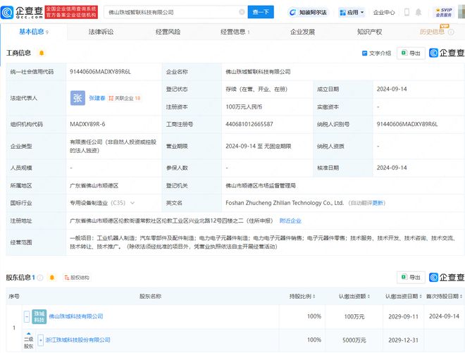 珠城科技布局佛山 智联科技公司正式成立，聚焦工业机器人与电力电子元器件